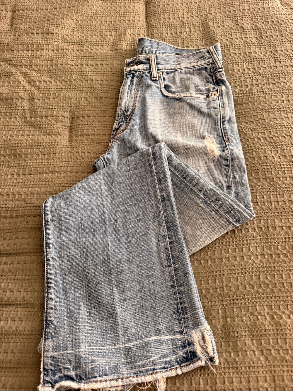 Guess Light Blue Distressed Flare Jeans